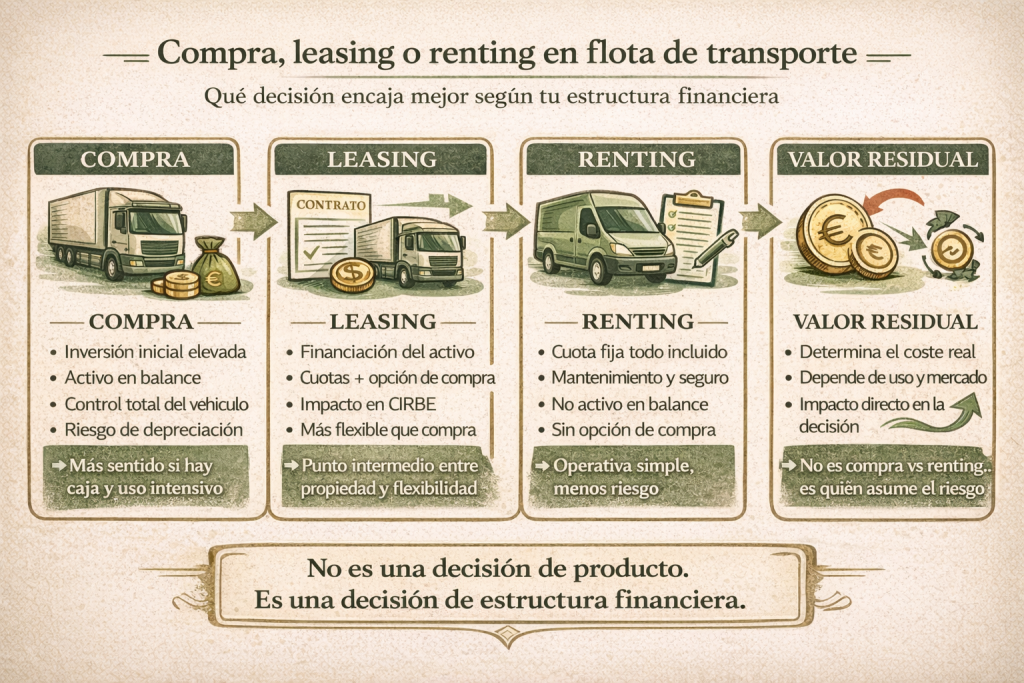 transporte maquinaria flota leasing renting residual inversión financiación pymes